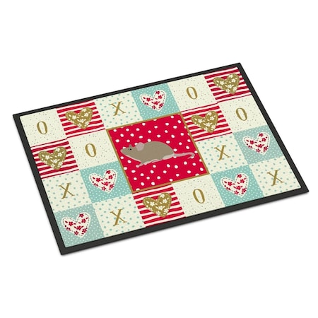 Carolines Treasures 18 x 27 in. Grey Domestic Mouse Love Indoor or Outdoor Mat CK5450MAT